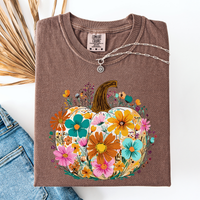 Pumpkin Floral Watercolor Comfort Colors Graphic Tee