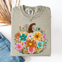 Pumpkin Floral Watercolor Comfort Colors Graphic Tee