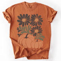 Pumpkins and Flowers Retro Autumn Comfort Colors Graphic T-Shirt Yam