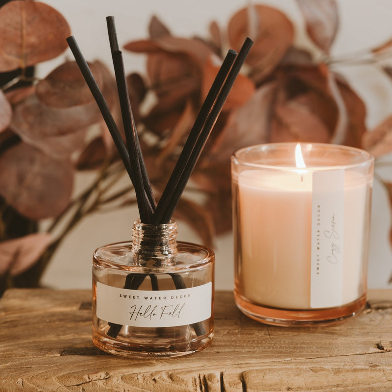 Sweet Water Decor Hello Fall Tinted Glass Jar Reed Diffuser