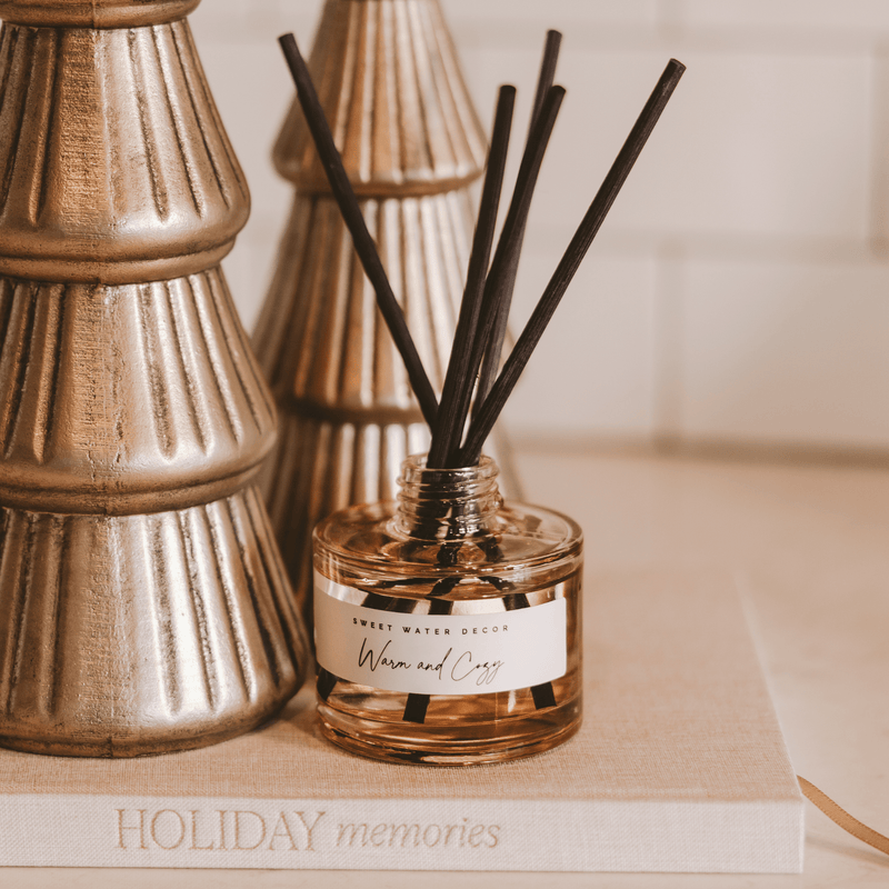 Sweet Water Decor Warm and Cozy Tinted Glass Jar Reed Diffuser
