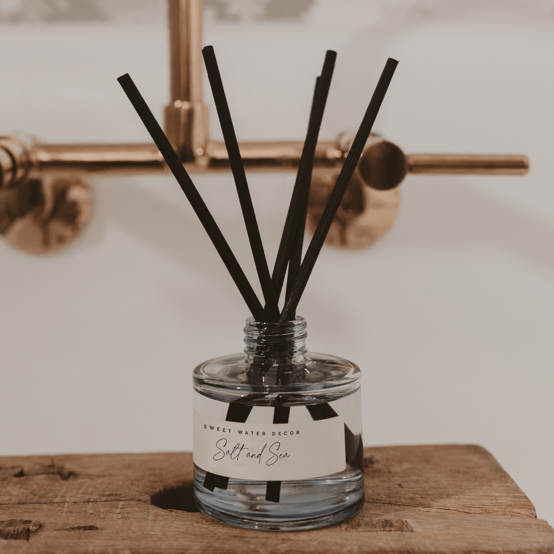 Sweet Water Decor Salt and Sea Blue Tinted Glass Jar Reed Diffuser
