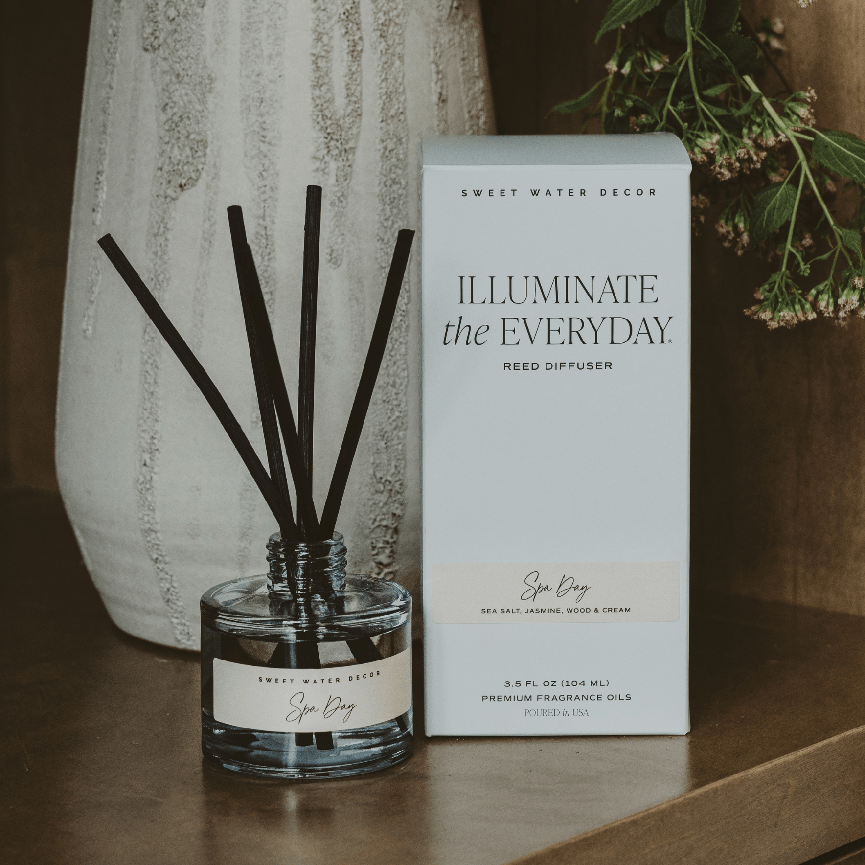 Sweet Water Decor Spa Day Blue Tinted Glass Jar Reed Diffuser