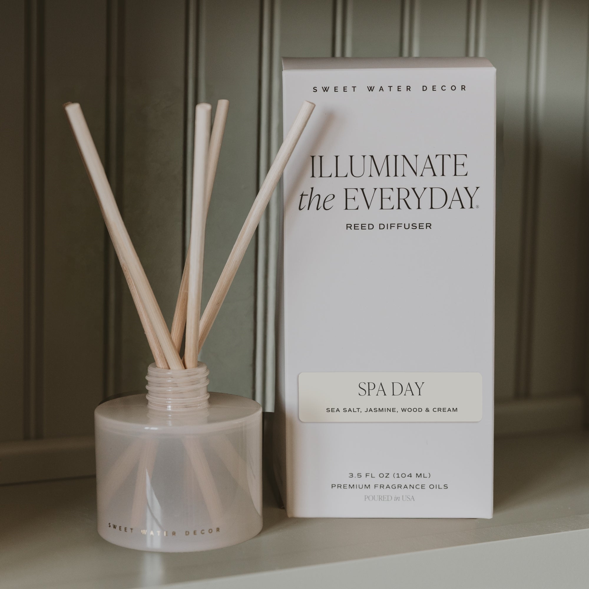 Sweet Water Decor Spa Day White Translucent Tinted Glass Jar Reed Diffuser