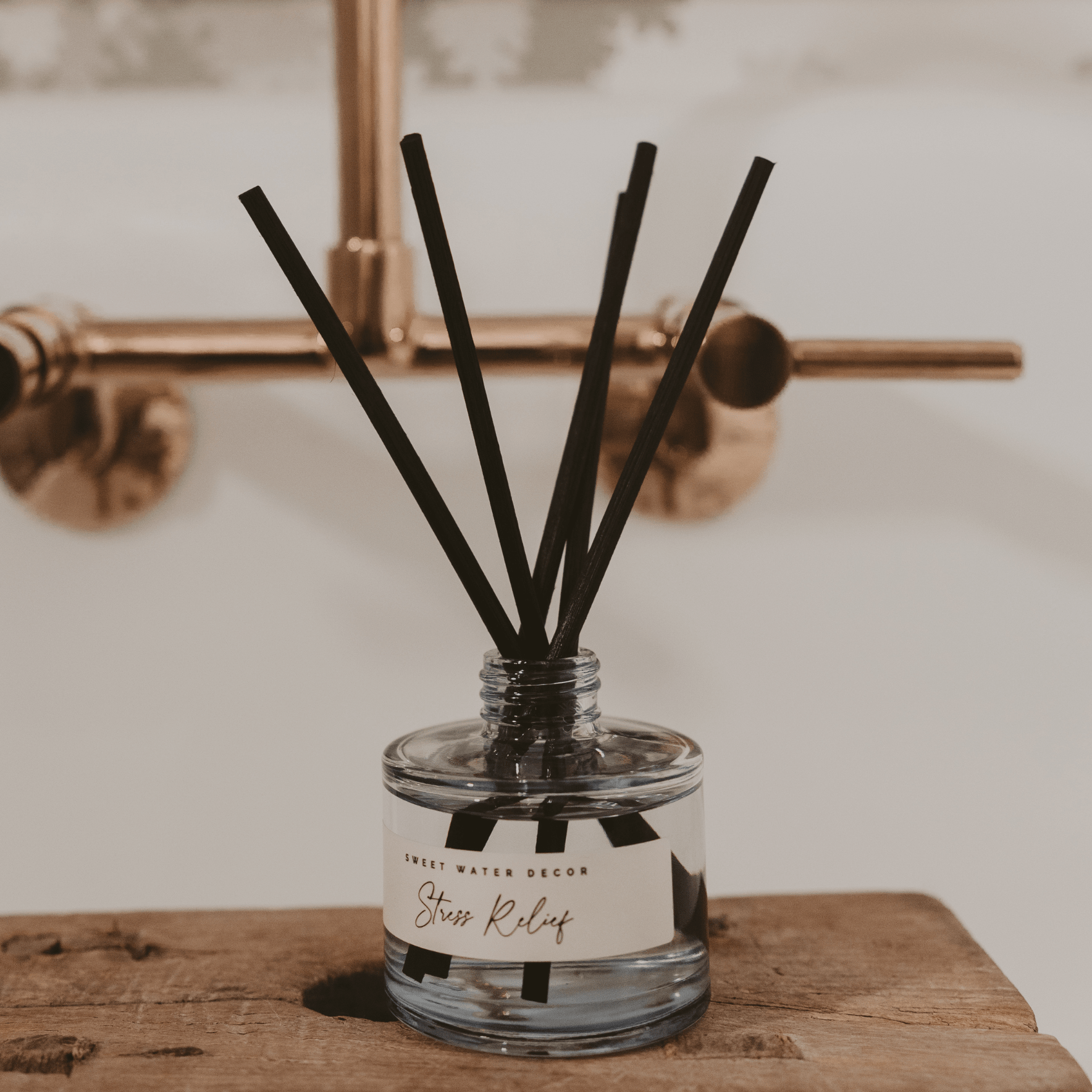 Sweet Water Decor Stress Relief Blue Tinted Glass Jar Reed Diffuser
