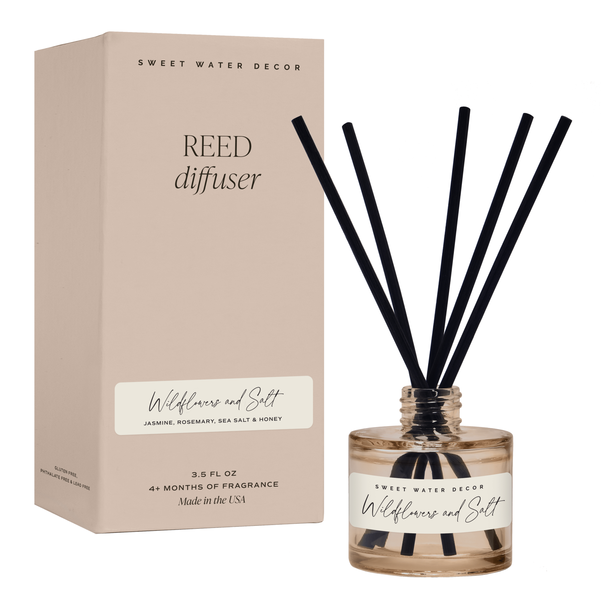 Sweet Water Decor Wildflowers and Salt Tinted Glass Jar Reed Diffuser