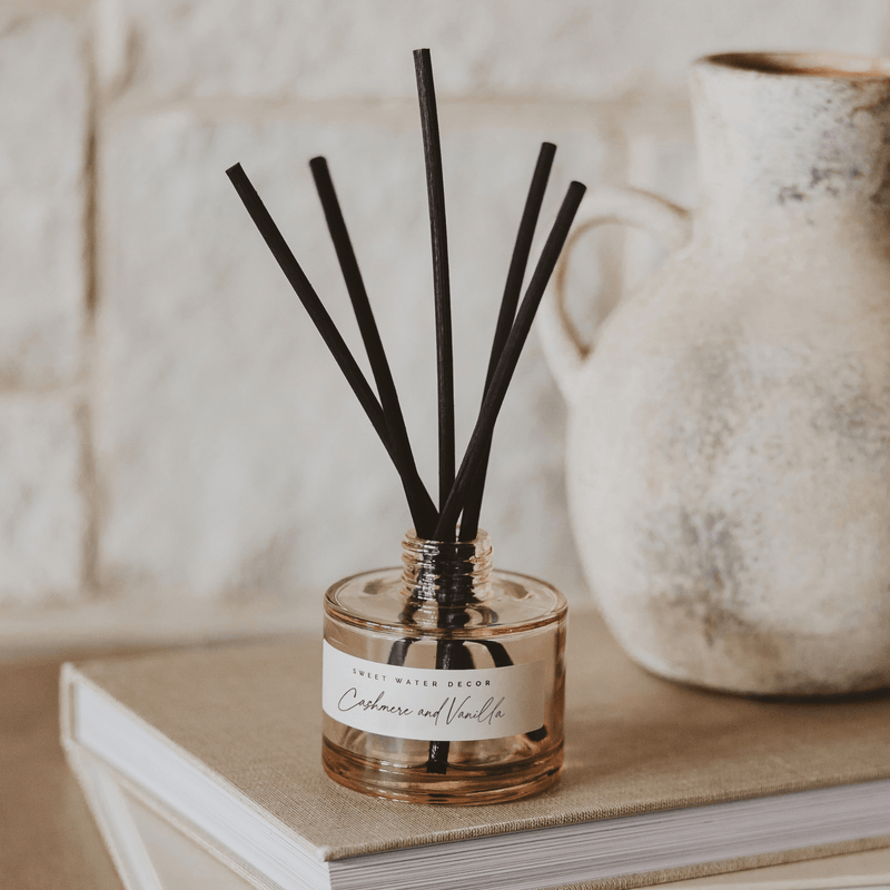 Sweet Water Decor Cashmere and Vanilla Tinted Glass Jar Reed Diffuser