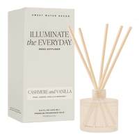 Sweet Water Decor Cashmere and Vanilla White Translucent Tinted Glass Jar Reed Diffuser
