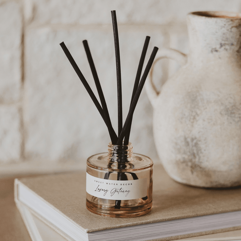 Sweet Water Decor Luxury Getaway Tinted Glass Jar Reed Diffuser