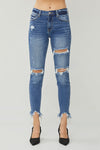 RISEN High Rise Distressed Frayed Hem Skinny Jeans