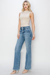 RISEN High Rise Double Button Panel Straight Jeans