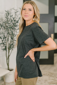 Zenana Basic Cotton Relaxed Tee in Charcoal