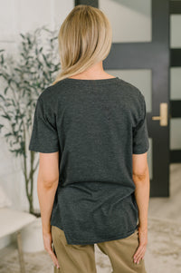 Zenana Basic Cotton Relaxed Tee in Charcoal