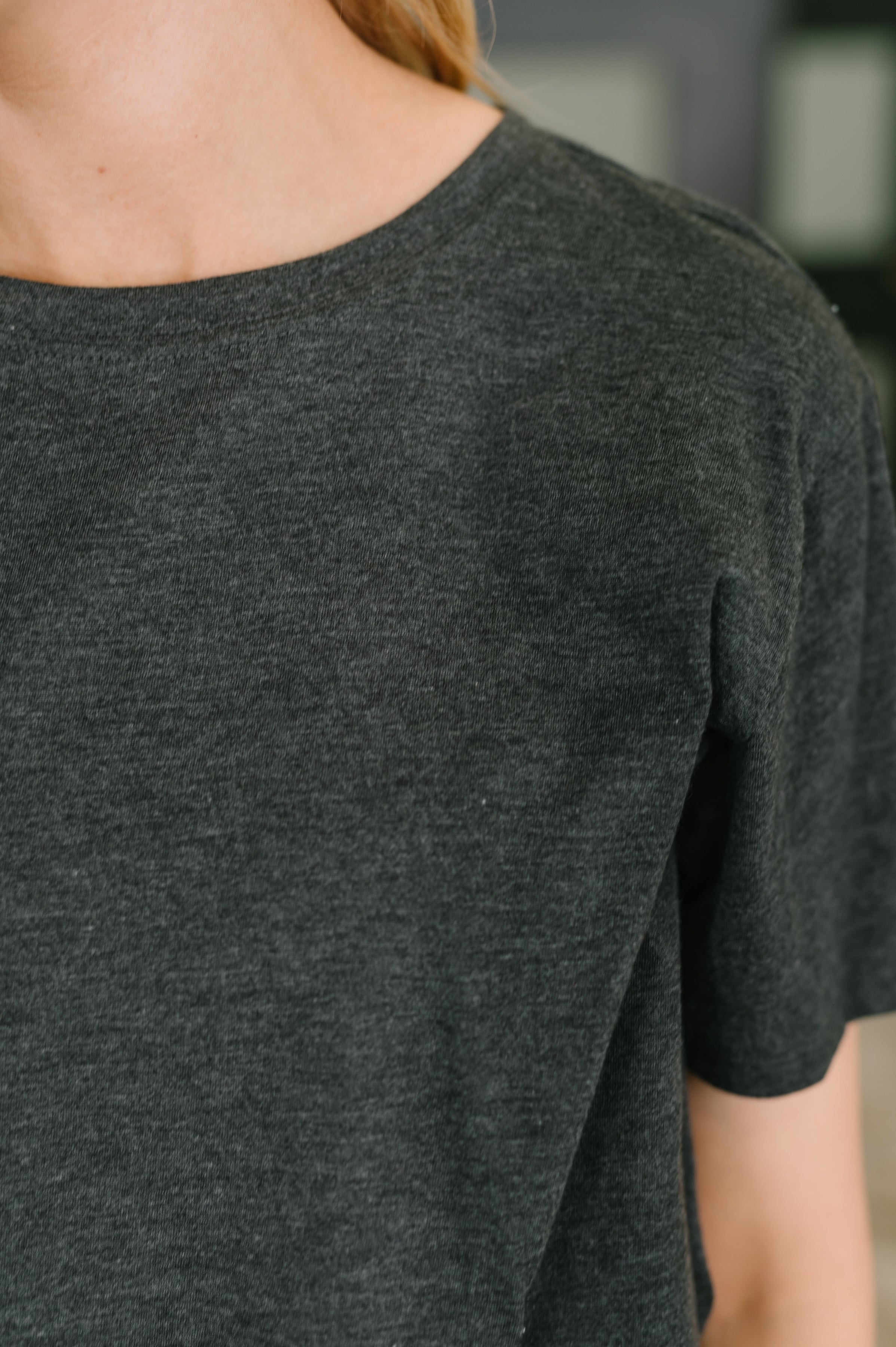 Zenana Basic Cotton Relaxed Tee in Charcoal