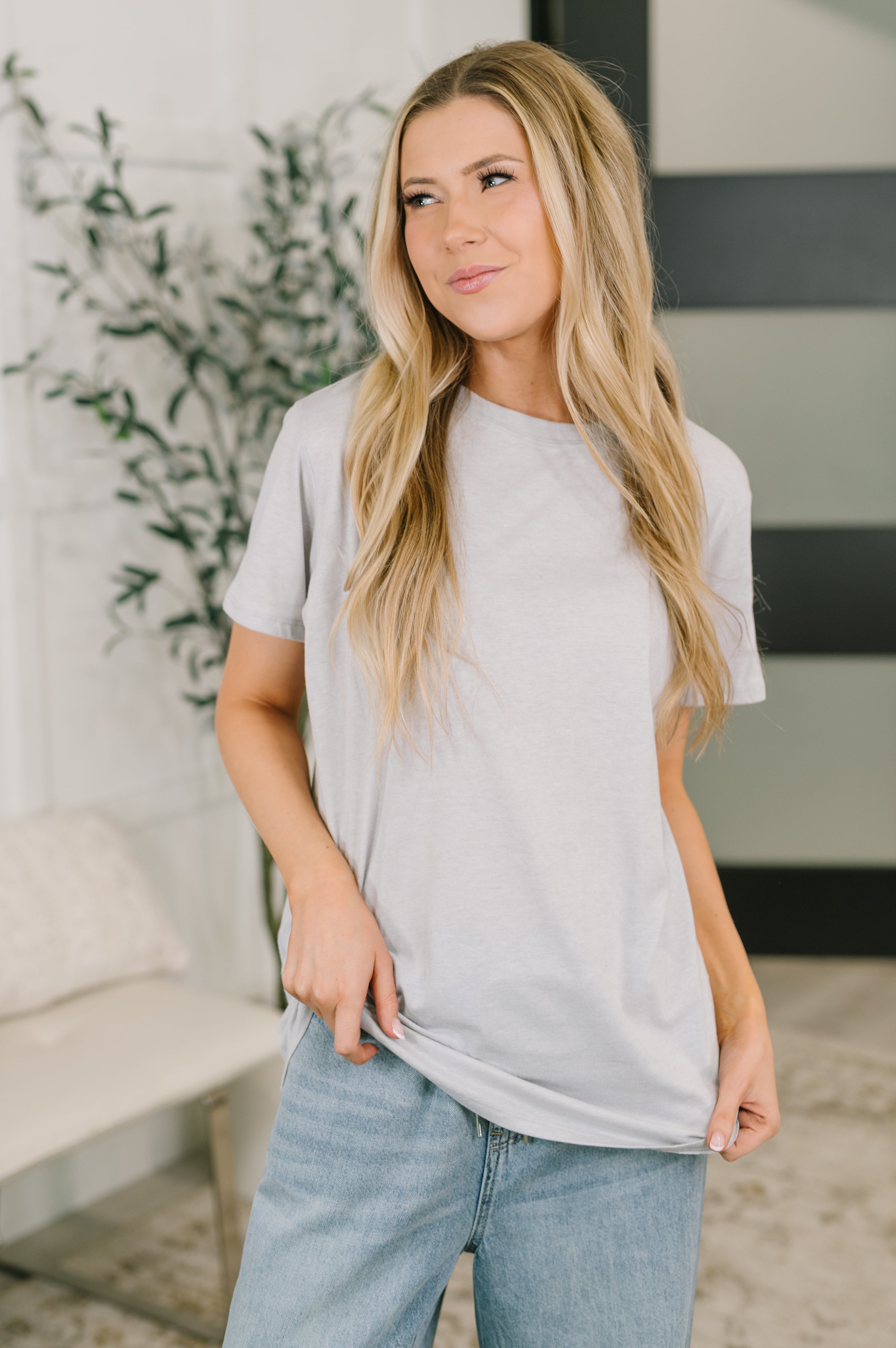 Zenana Basic Cotton Relaxed Tee in Heather Grey