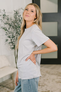 Zenana Basic Cotton Relaxed Tee in Heather Grey