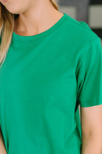 Zenana Basic Cotton Relaxed Tee in Kelly Green