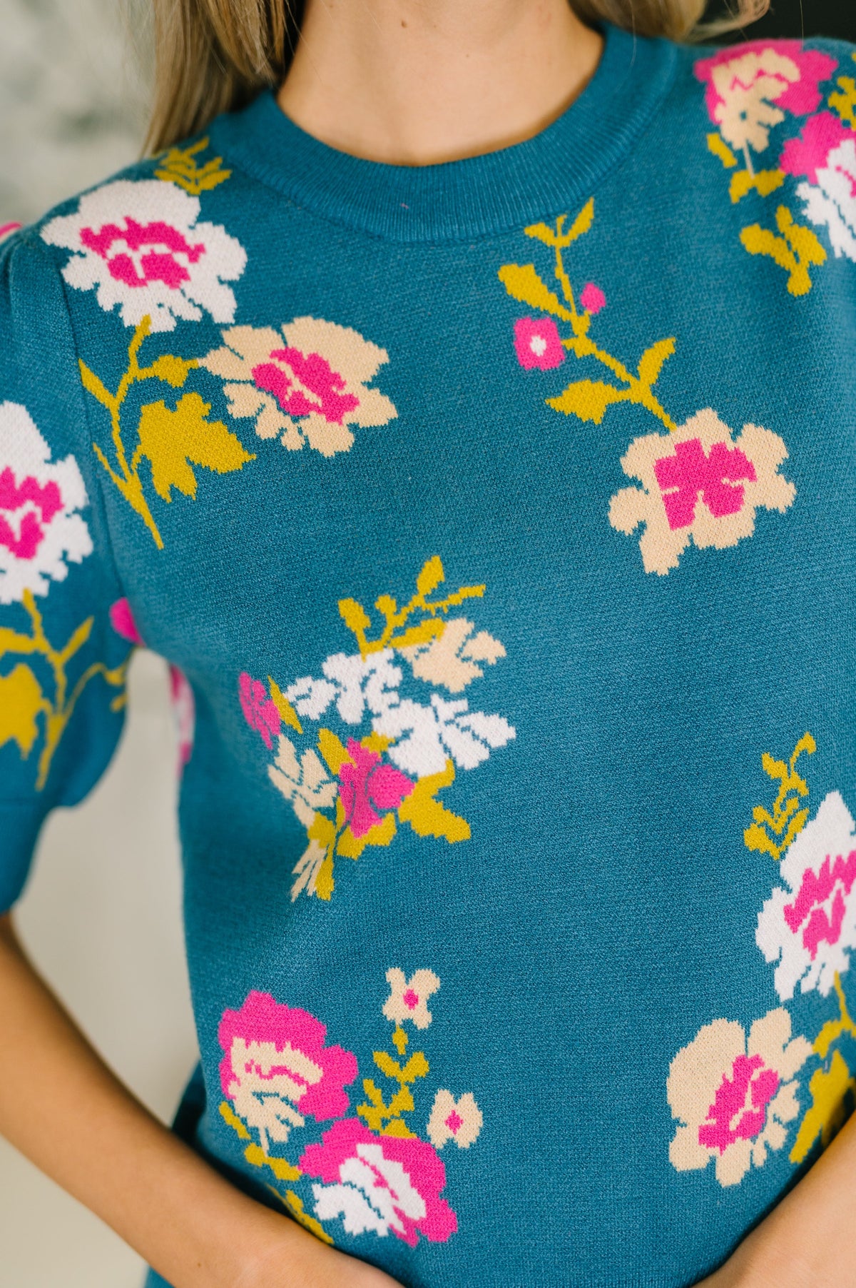 Blooms at Dusk Floral Sweater Knit Top