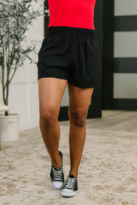 Zenana Soft Woven High Rise Lined Shorts in Black