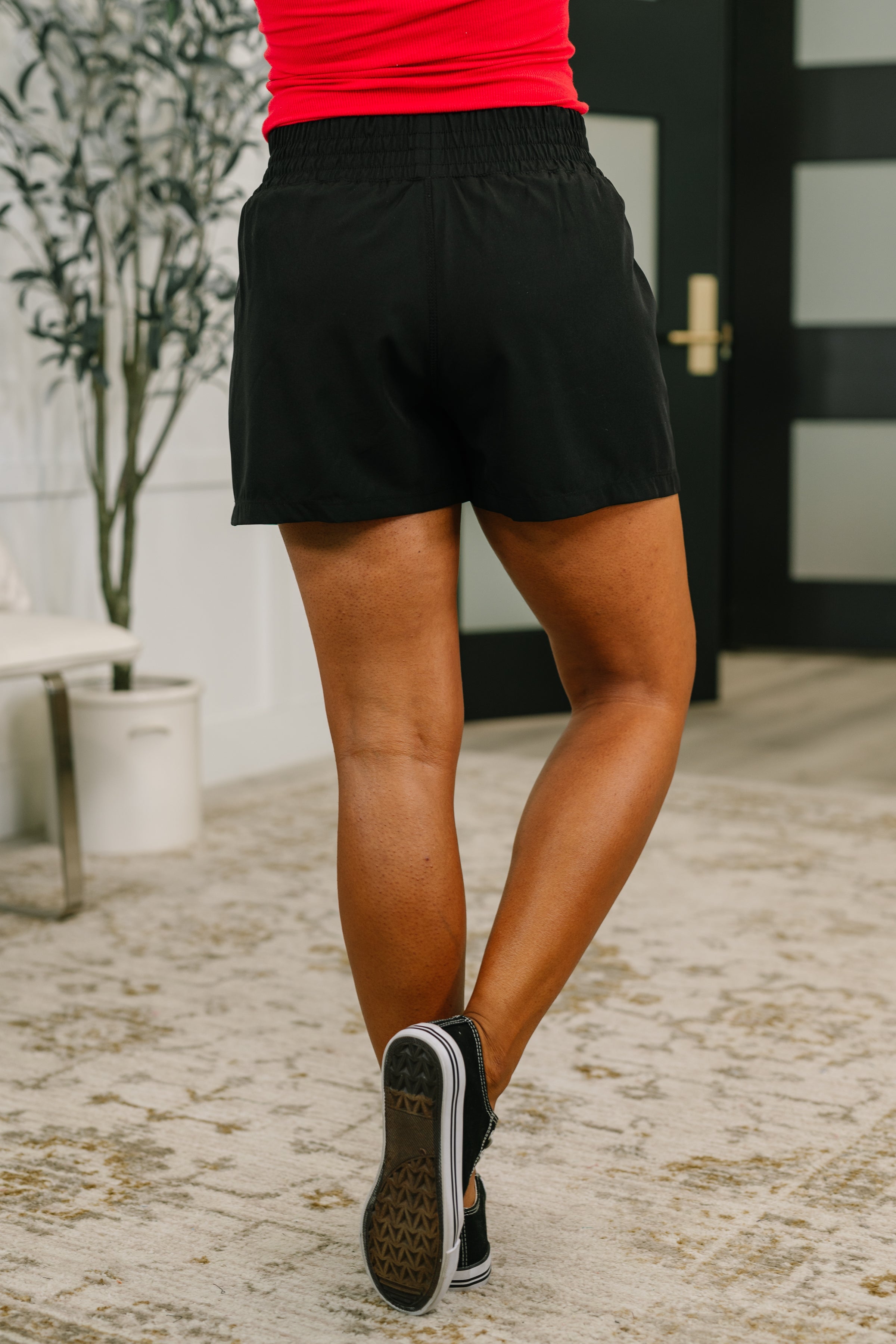 Zenana Soft Woven High Rise Lined Shorts in Black