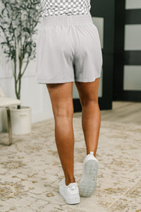 Soft Woven High Rise Lined Shorts in Light Grey