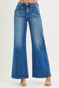 Risen High Rise Wide Leg Front Yoke Seam Jeans 
