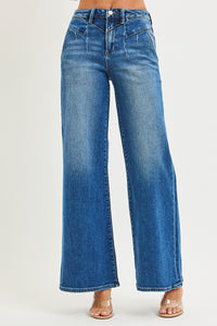 Risen High Rise Wide Leg Front Yoke Seam Jeans 