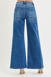 Risen High Rise Wide Leg Front Yoke Seam Jeans 