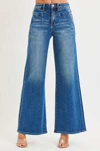 Risen High Rise Wide Leg Front Yoke Seam Jeans 