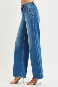 Risen High Rise Wide Leg Front Yoke Seam Jeans 