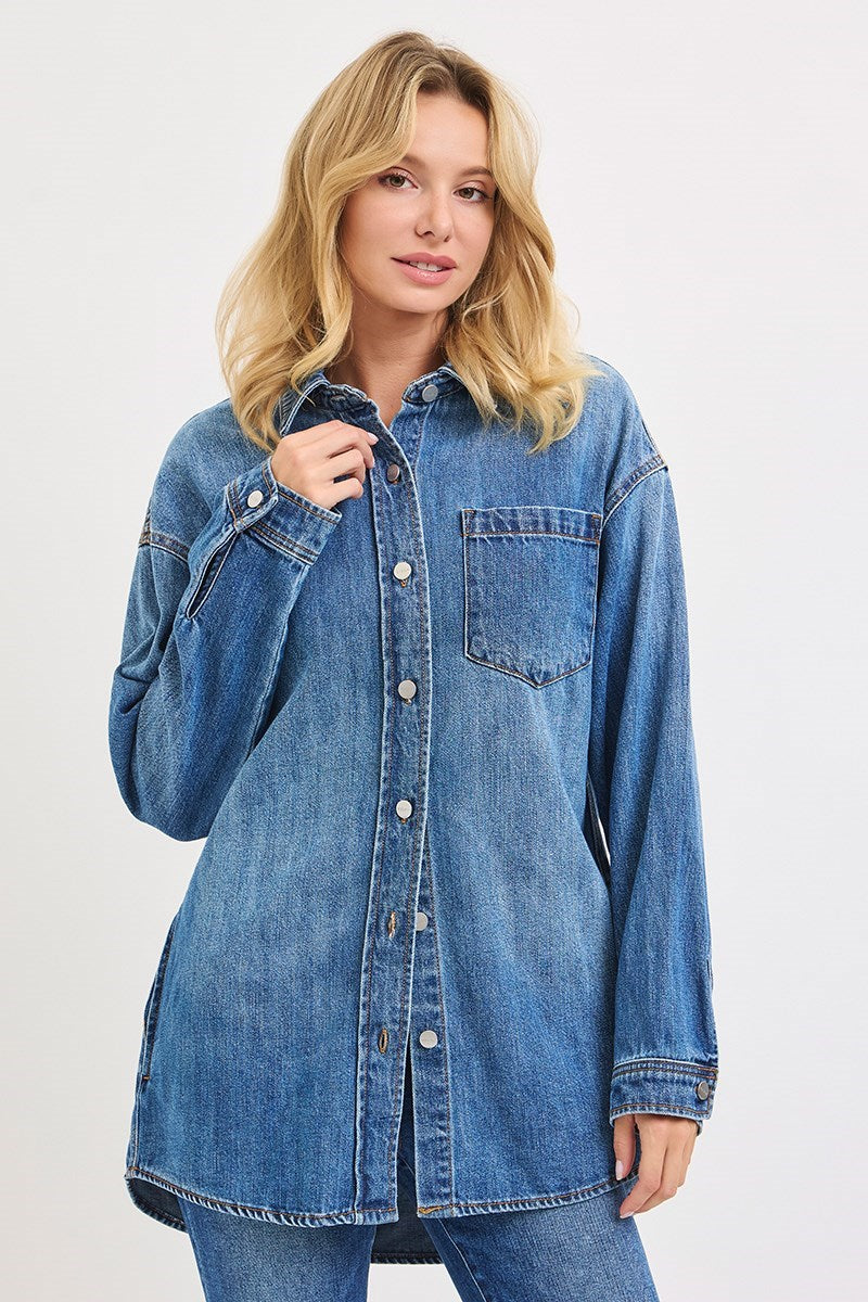 Risen Oversized Button Down Denim Shacket