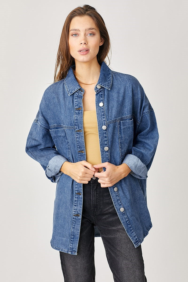 Risen Oversized Denim Shirt Jacket RDJ9055