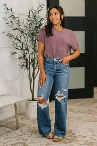 Judy Blue High Rise Rigid Magic Destructed Straight Jeans
