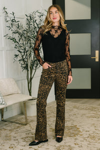Judy Blue High Rise Bootcut Leopard Print Jeans