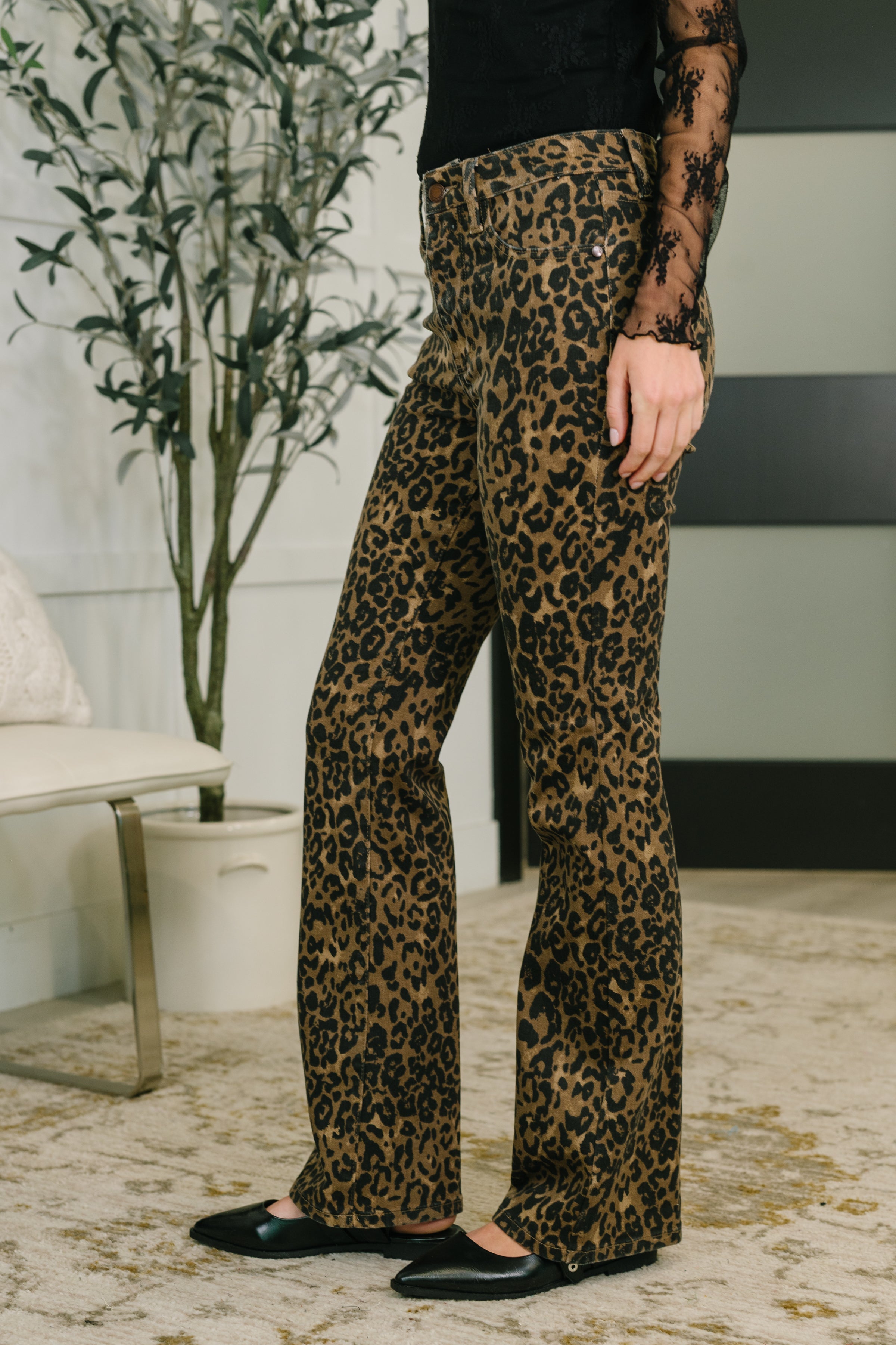 Judy Blue High Rise Bootcut Leopard Print Jeans
