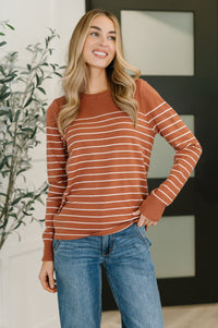 Rust Stripe Long Sleeve Knit Top