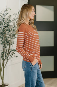 Rust Stripe Long Sleeve Knit Top