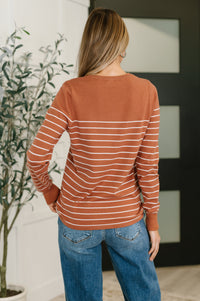 Rust Stripe Long Sleeve Knit Top