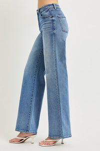 Risen Mid Rise Ankle Straight Cuffed Jeans PW21822