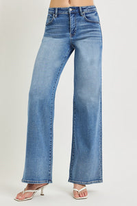 Risen Mid Rise Ankle Straight Cuffed Jeans PW21822