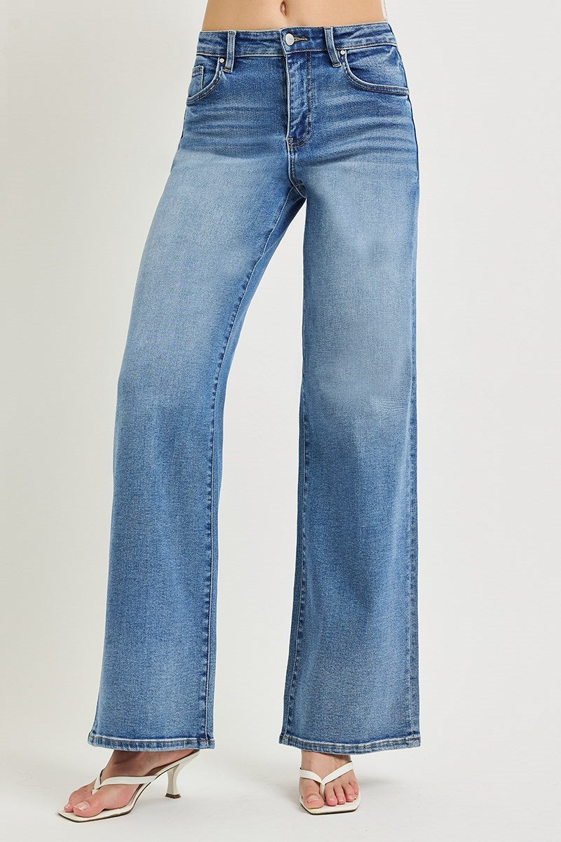 Risen Mid Rise Ankle Straight Cuffed Jeans PW21822