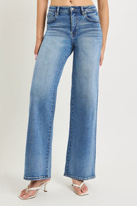 Risen Mid Rise Ankle Straight Cuffed Jeans PW21822