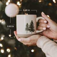 Sweet Water Decor Green Trees 14 oz Cream Stoneware Coffee Mug
