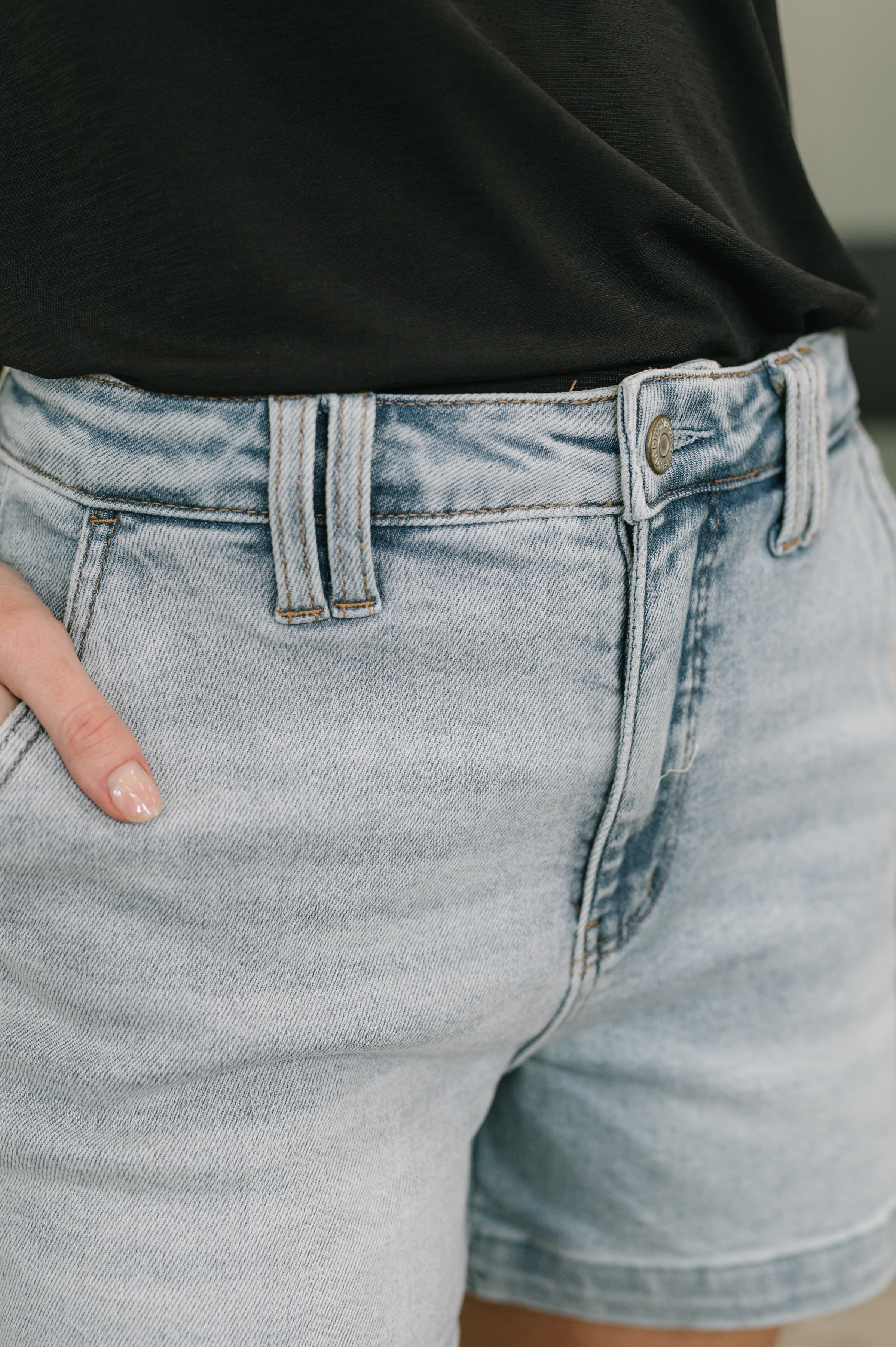 Judy Blue High Rise Trouser Style Denim Shorts