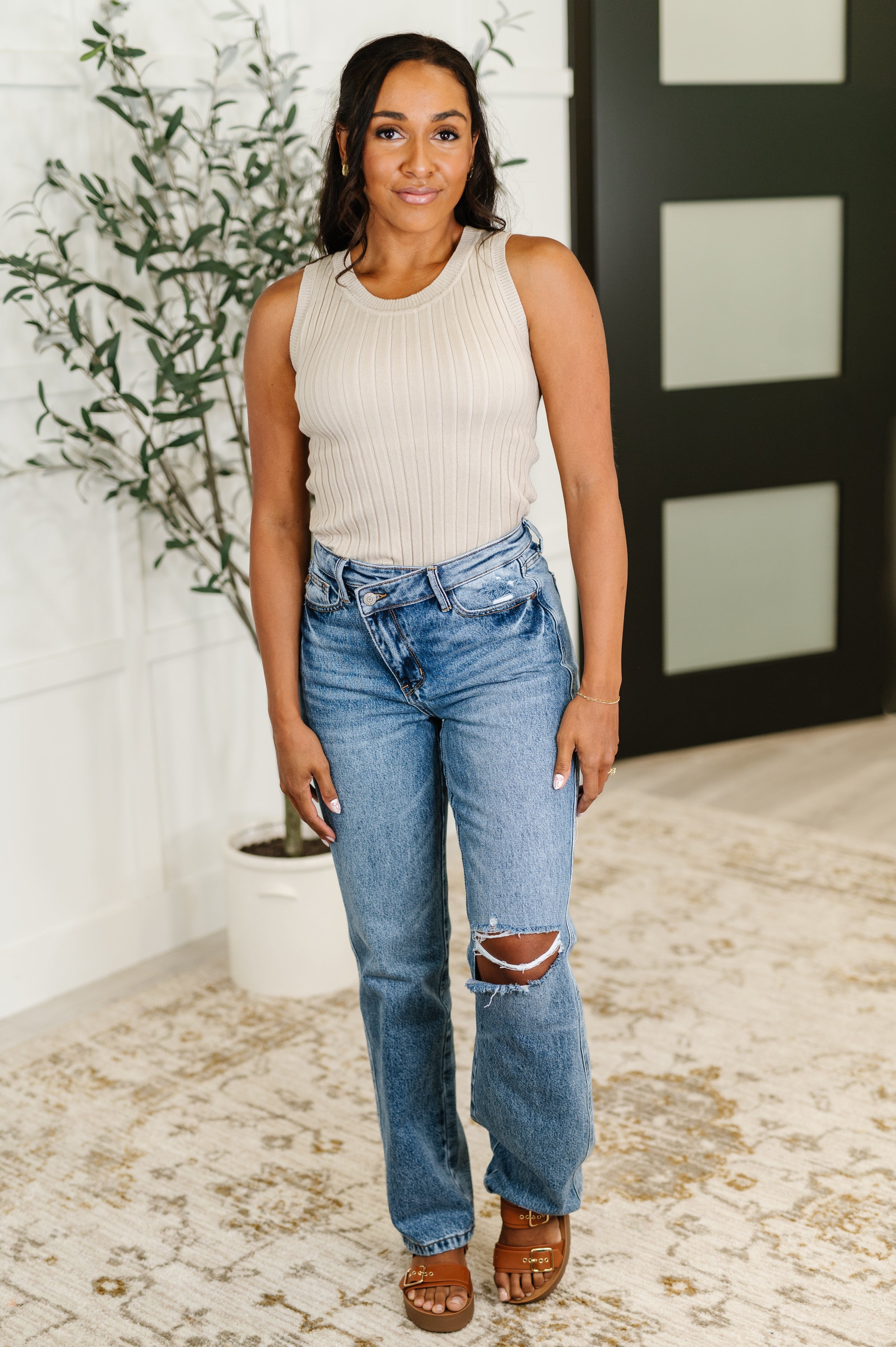 Comfort Cotton Ribbed Crew Neck Tank Top