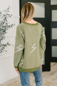 Lightning In A Bottle V-Neck Sweater in Olive