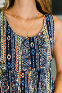 Free Spirit Tiered Midi Dress in Navy