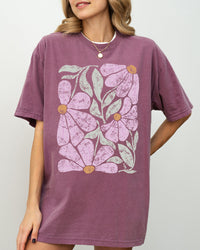 Pink Daisy Boho Comfort Colors Graphic T-Shirt