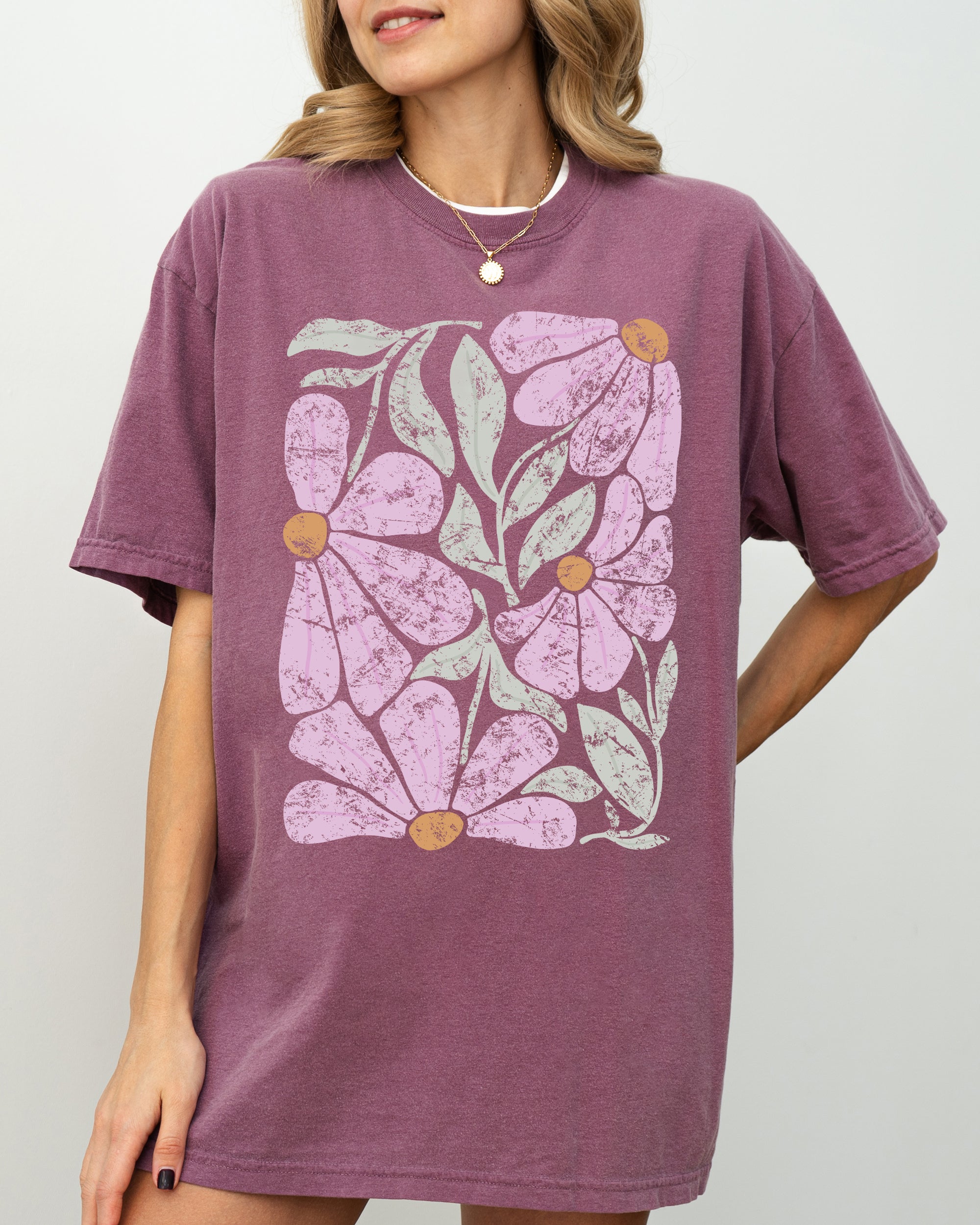 Pink Daisy Boho Comfort Colors Graphic T-Shirt