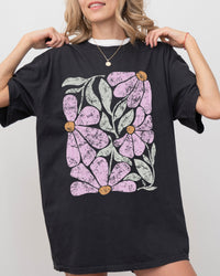 Pink Daisy Boho Comfort Colors Graphic T-Shirt